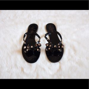 Valentino Black Rockstud Jelly Sandals 38/7-7.5
